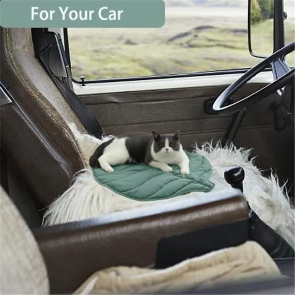 Leaf Shaped Cat Bed Pad 30x20 Cotton Warm Pet Mat Indoor Feral Cats